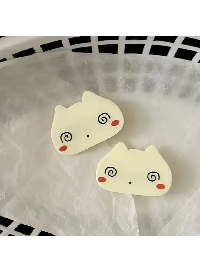 Cute White Cat Hair Clips 2pcs Resin Hair Accessory For Women Ponytails Buns Updos - Image 2